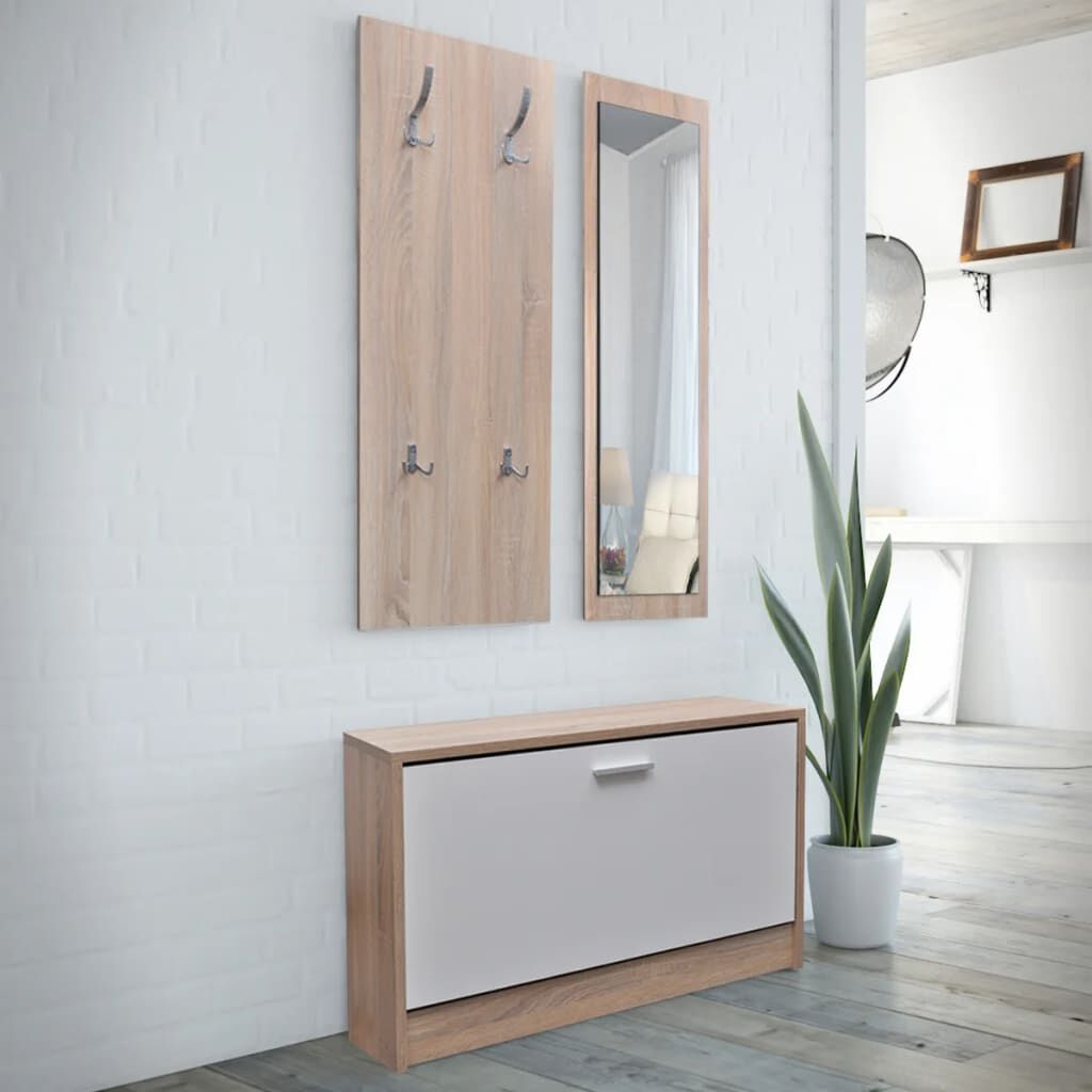 3-in-1 halmeubelset, eiken en wit