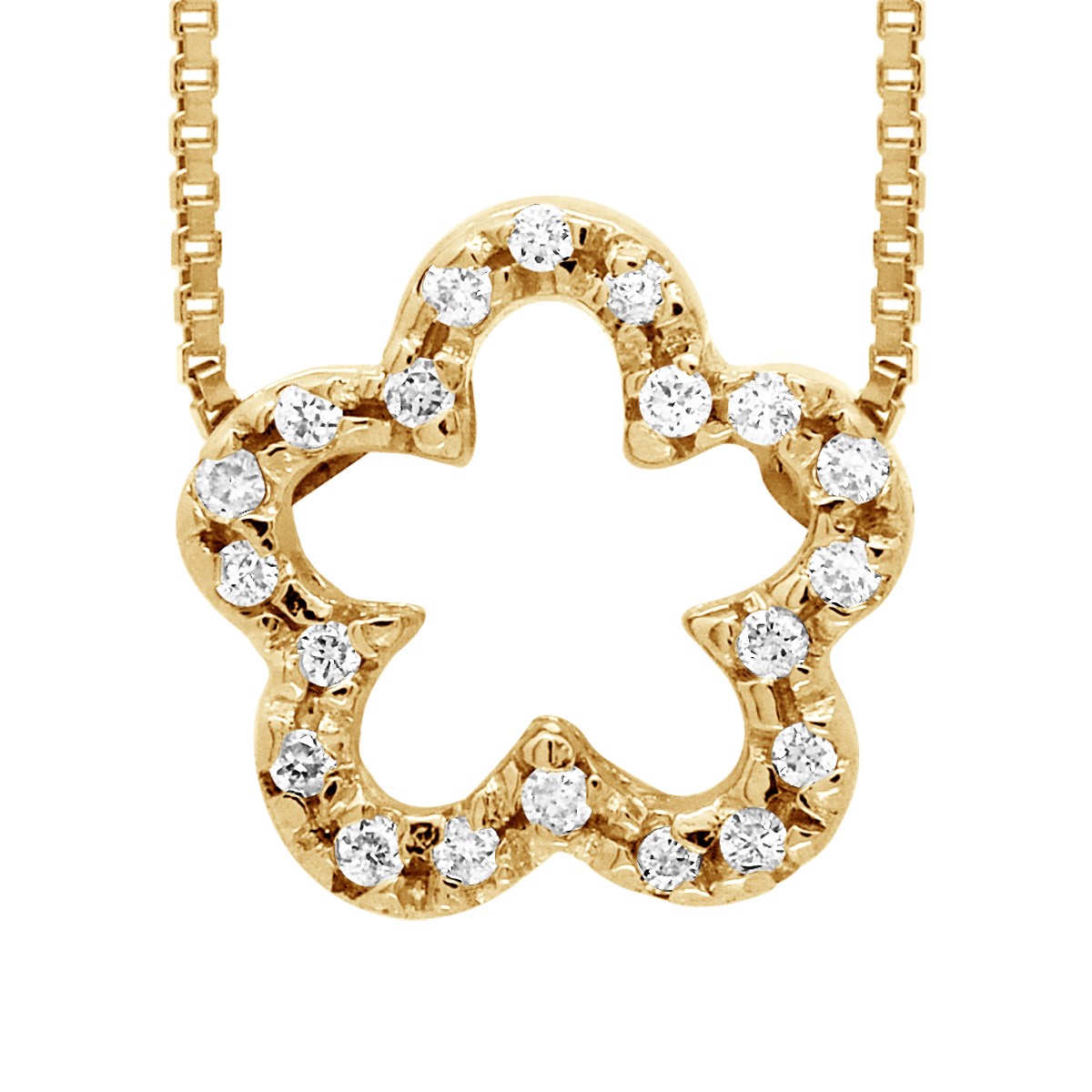 Collier FLOWER Diamants 0,15 Cts Or Jaune