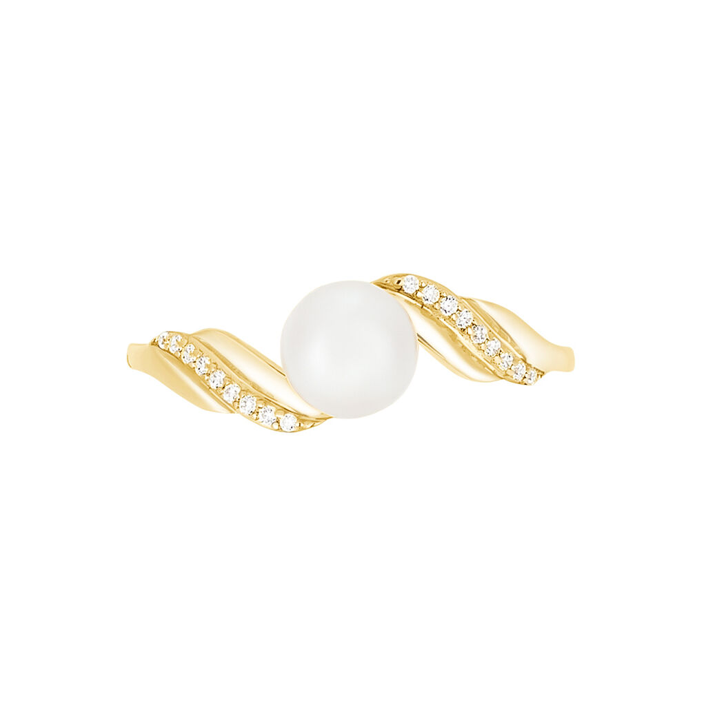 Bague Antoinette Or Jaune Perle De Culture Et Oxyde De Zirconium