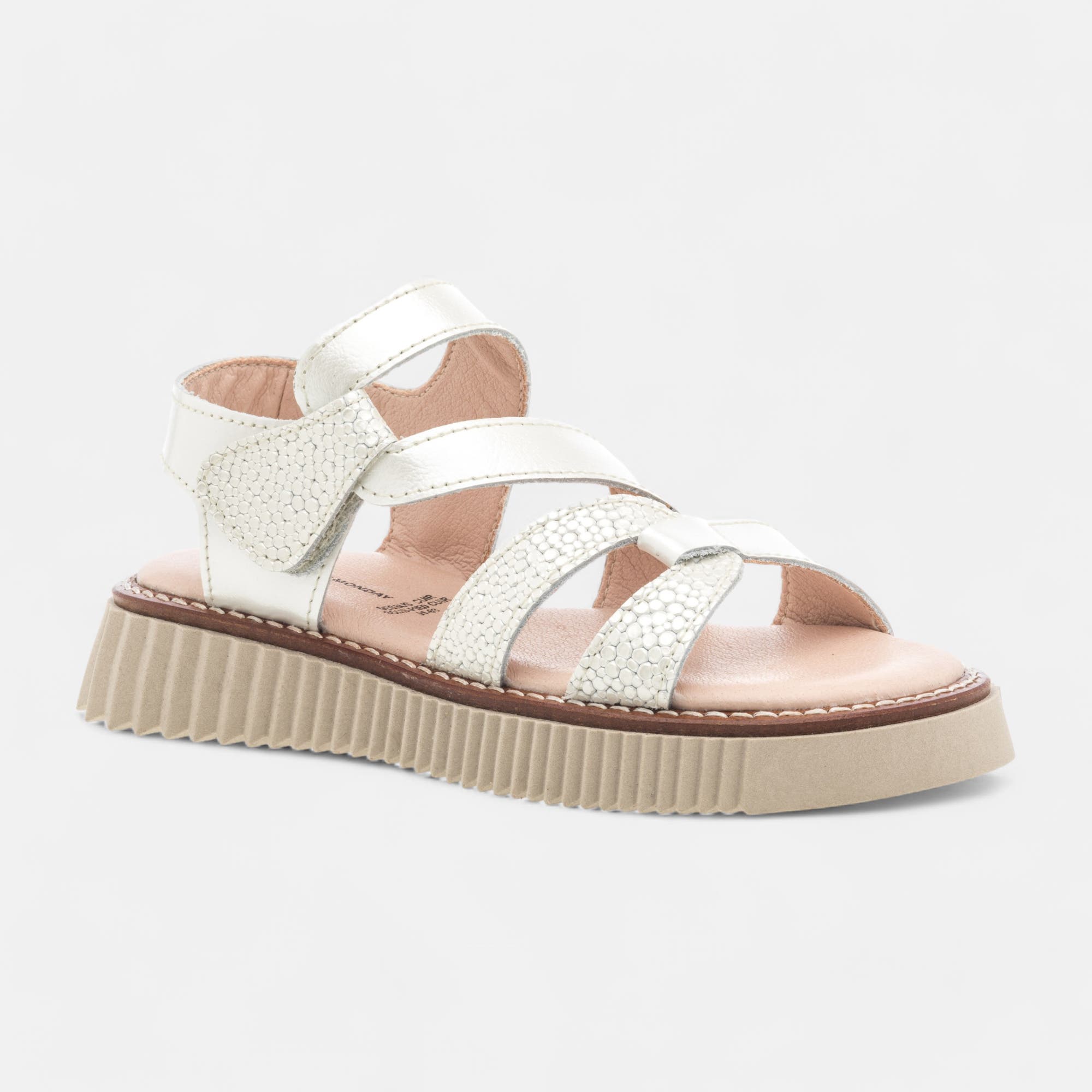Sandales Fille en cuir beige