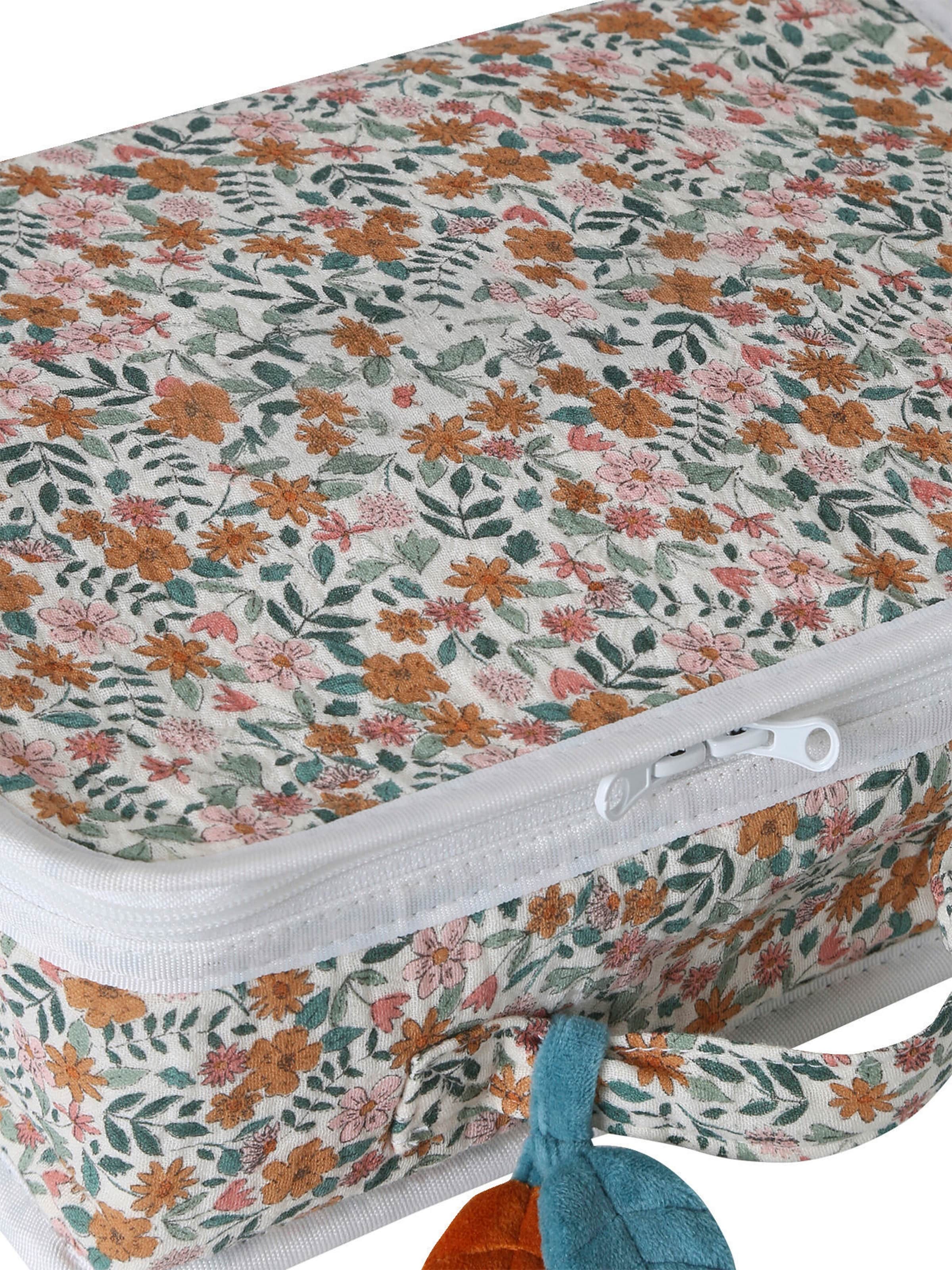 Vertbaudet Baby-Set: Kuschelhase & Koffer RETRO FLOWER gelb