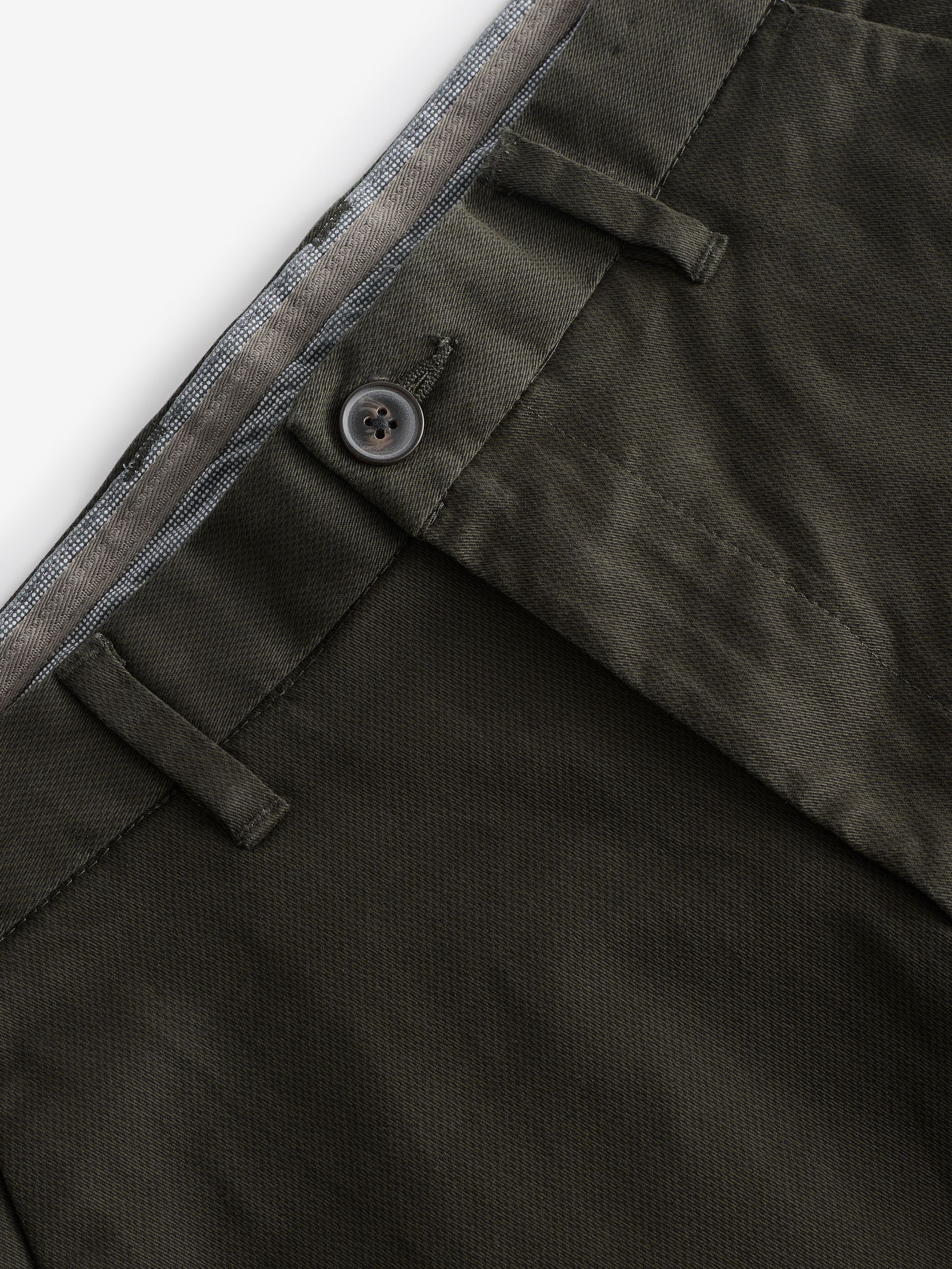 Groen-kaki - Straight fit - Zacht aanvoelende stretch-chino met print