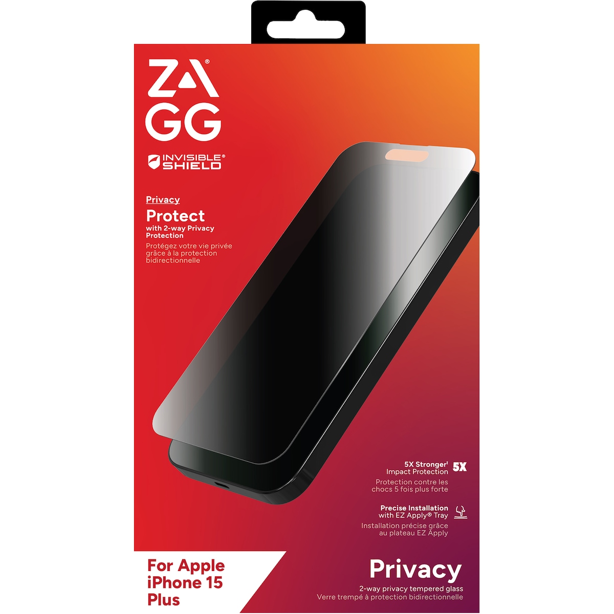 Zagg iPhone 15 Plus Glass Elite Privacy skjermbeskytter