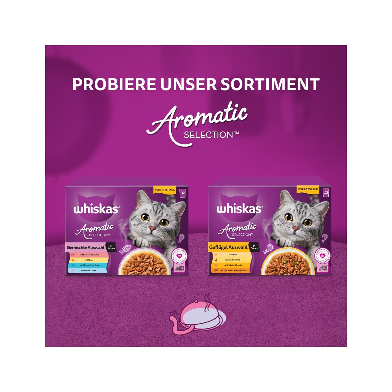 Whiskas Nassfutter Katze Adult, Multipack, 1+ Gemischte Auswahl, in Sauce 24x85 g