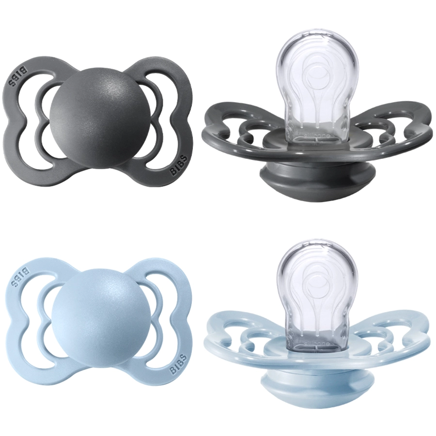 BIBS® Schnuller Supreme Baby Blue  Iron Silikon 0-6 Monate, 4 Stk.