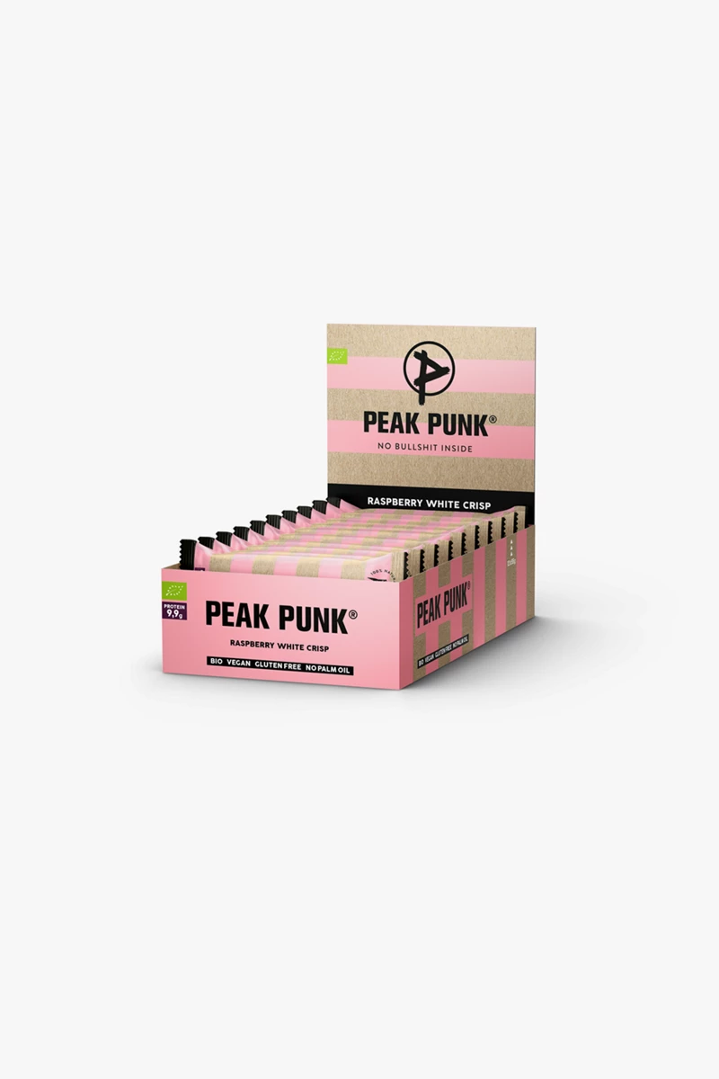 Peak Punk Organic Protein Flapjack Raspberry White Crisp 12 x 55 g Sportriegel
