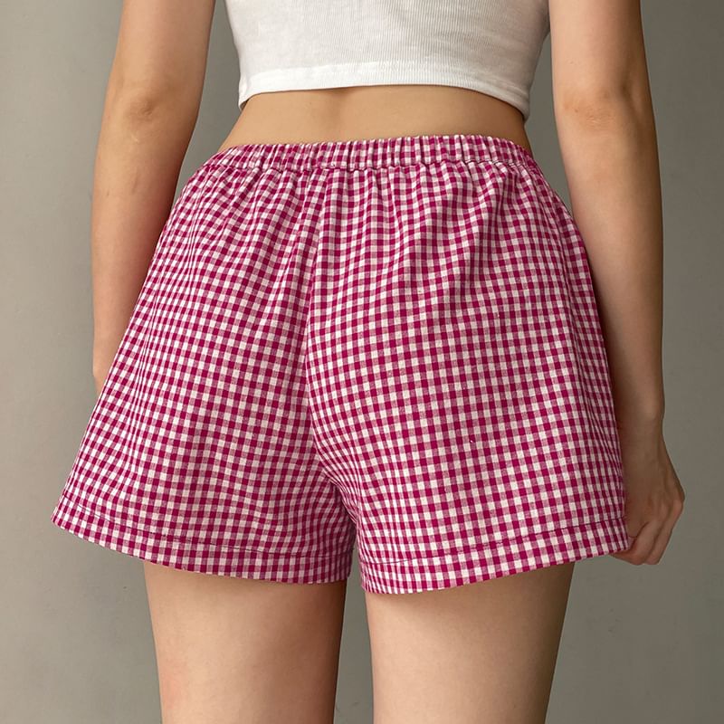 BrickBlack - Mid Rise Plaid Shorts met Strik