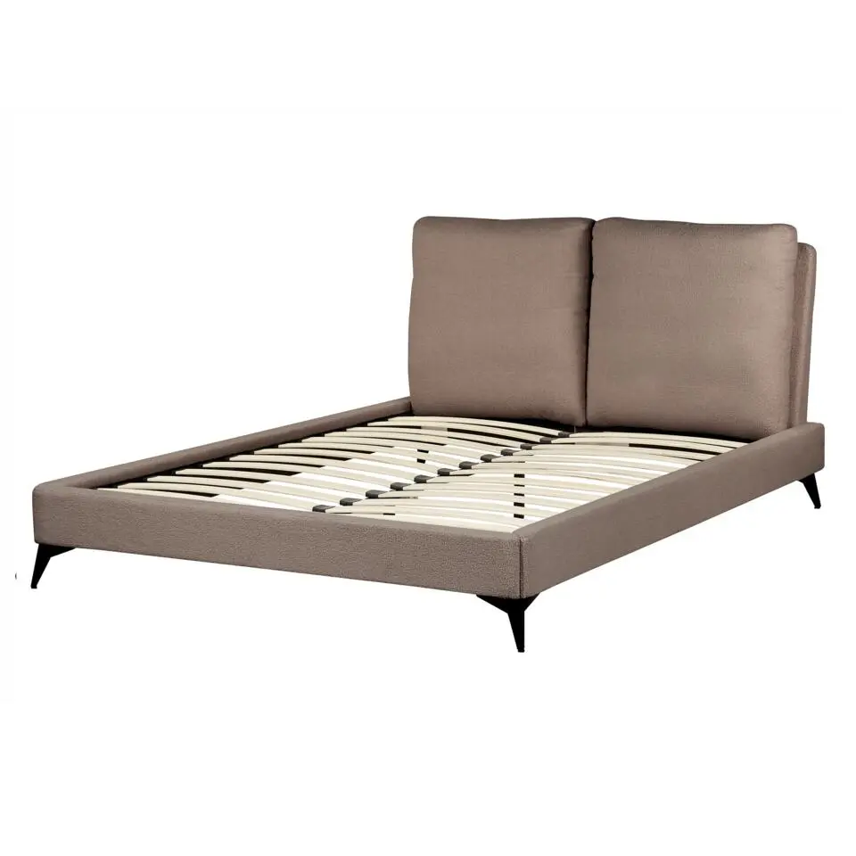 MELLE - Tweepersoonsbed - Bruin - 140 x 200 cm - Bouclé