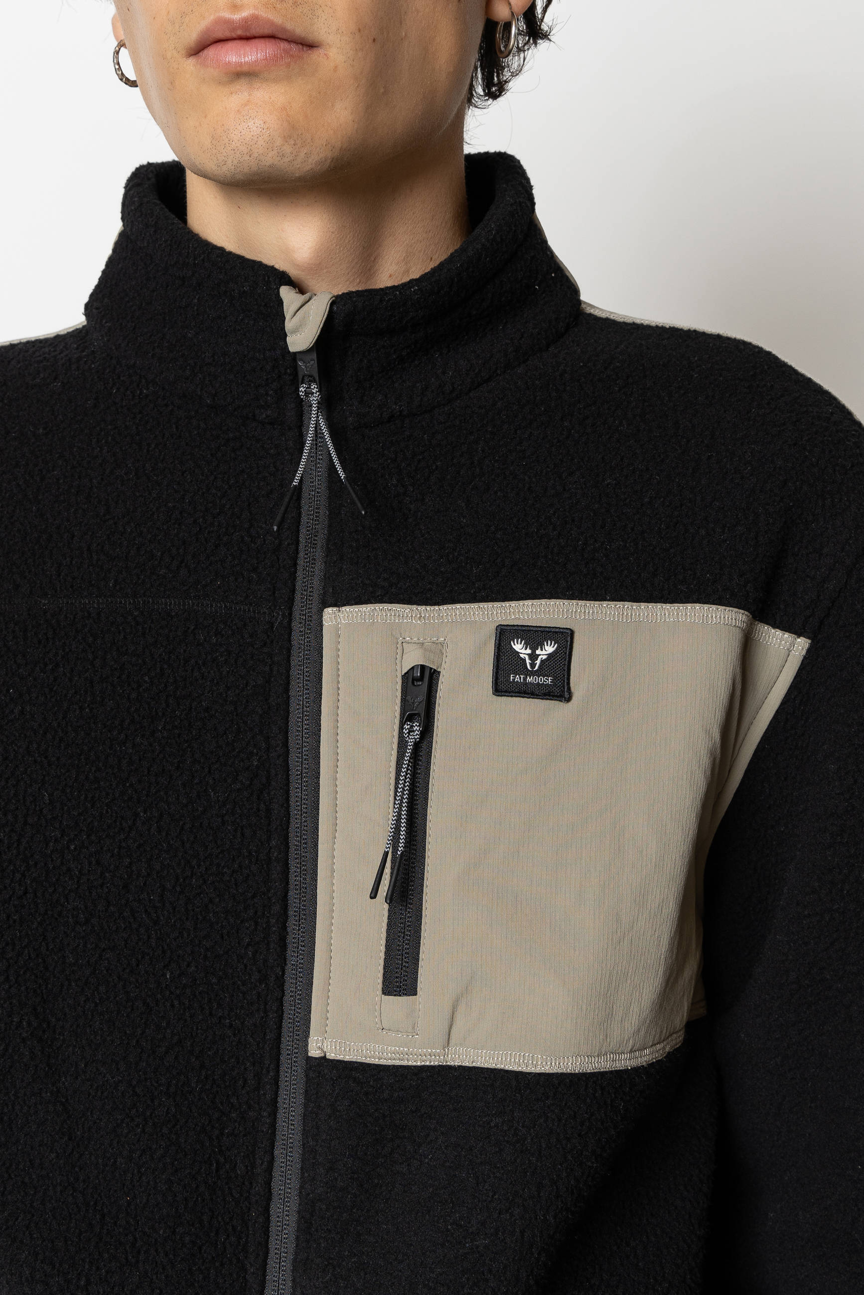 FAT MOOSE fleece vest zwart/beige
