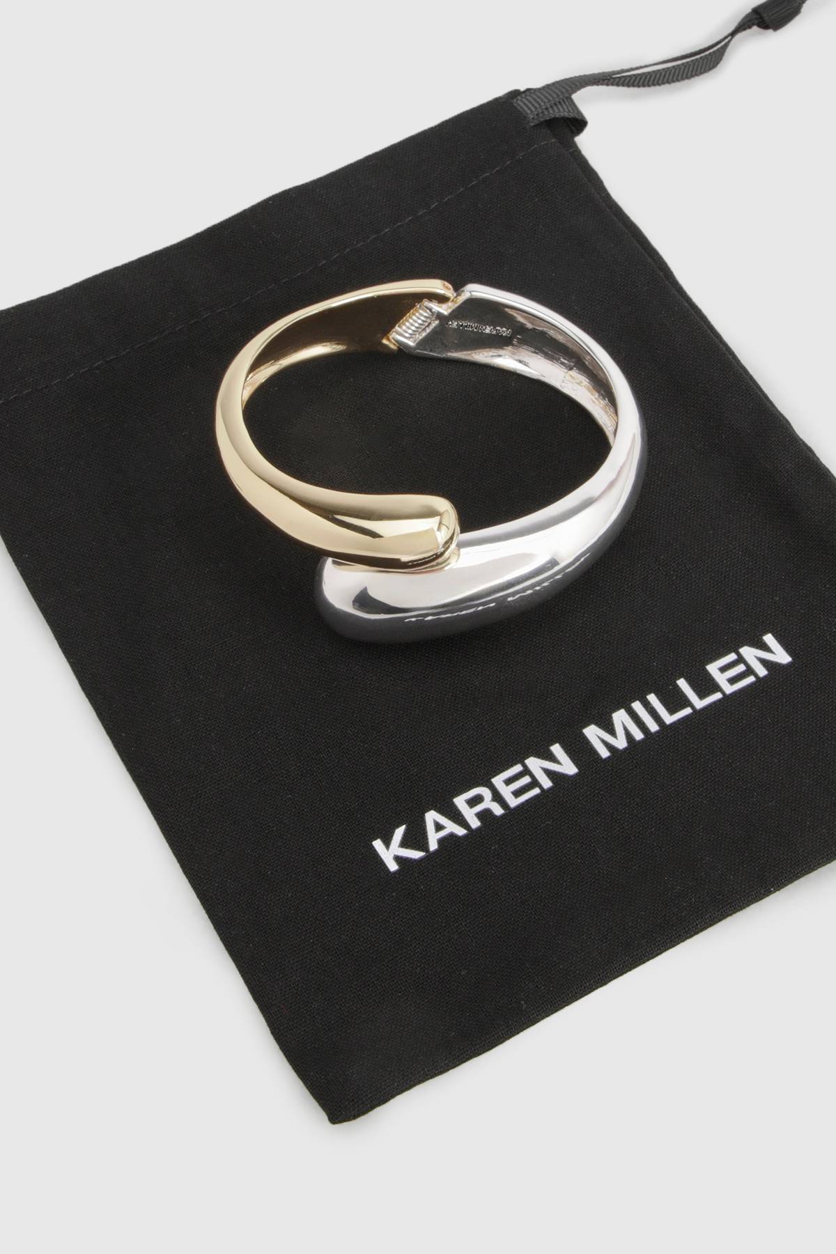 KarenMillen Bracelet Jonc Courbé Bicolore en Métal