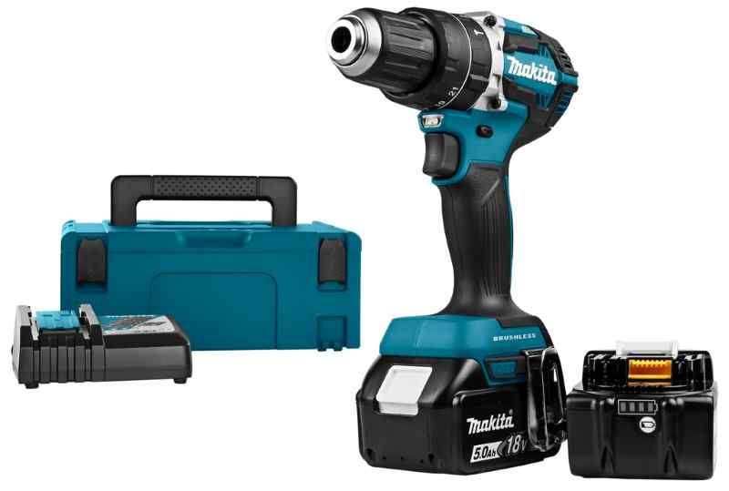 Makita DHP484RTJ 18V Li-ion accu klopboor-/schroefmachine set (2x5.0 Ah) accu in Mbox - koolborstelloos