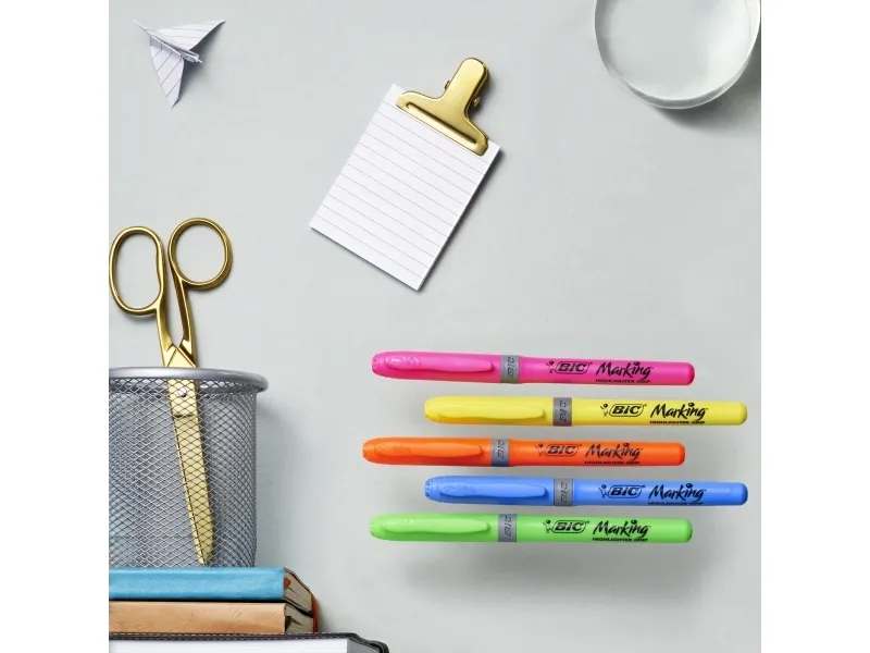 Overstregningspen BIC Highlighter Grip orange med skrå spids - (12 stk.)