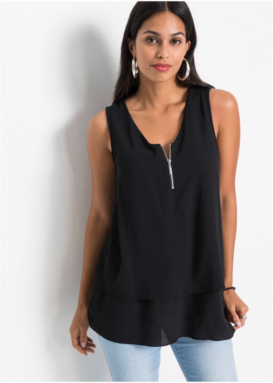 Top zippé en viscose