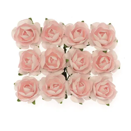 Glorex Röschen mit Draht, rosa, 18mm, 12 Stück