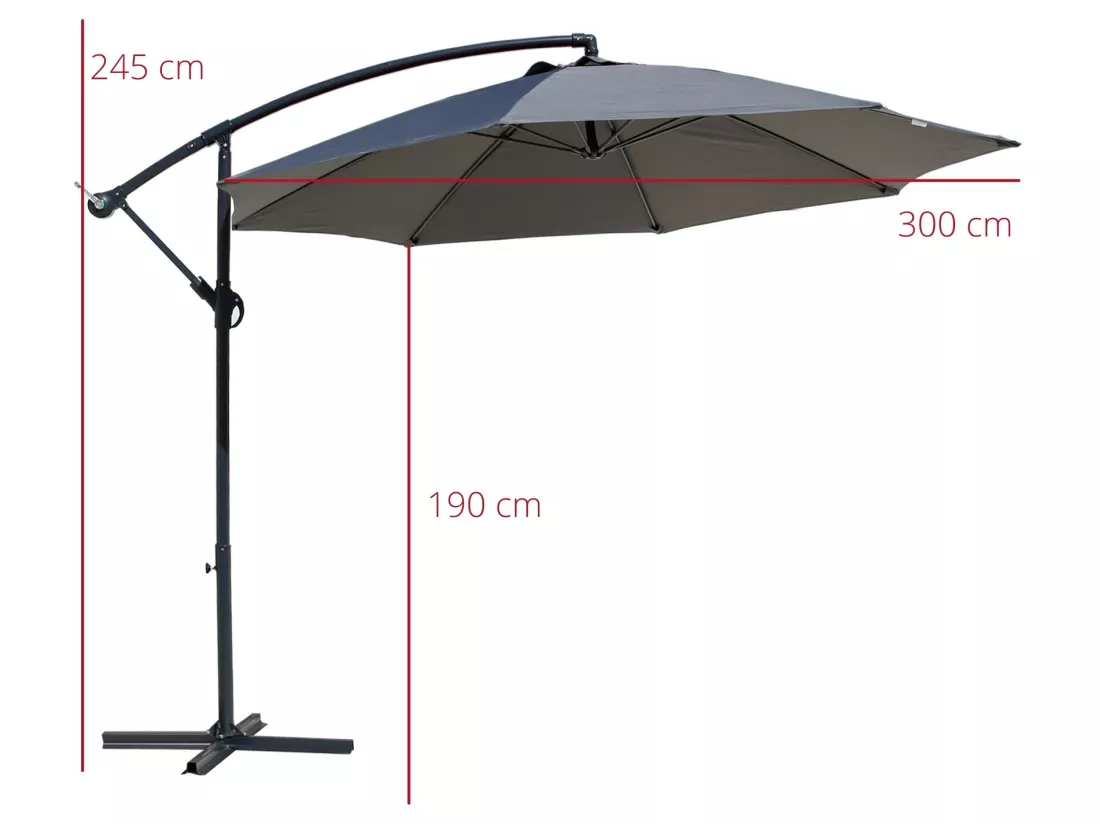 Parapluie de Jardin Gris foncé 3x3 Parasol en acier Décentralisé
