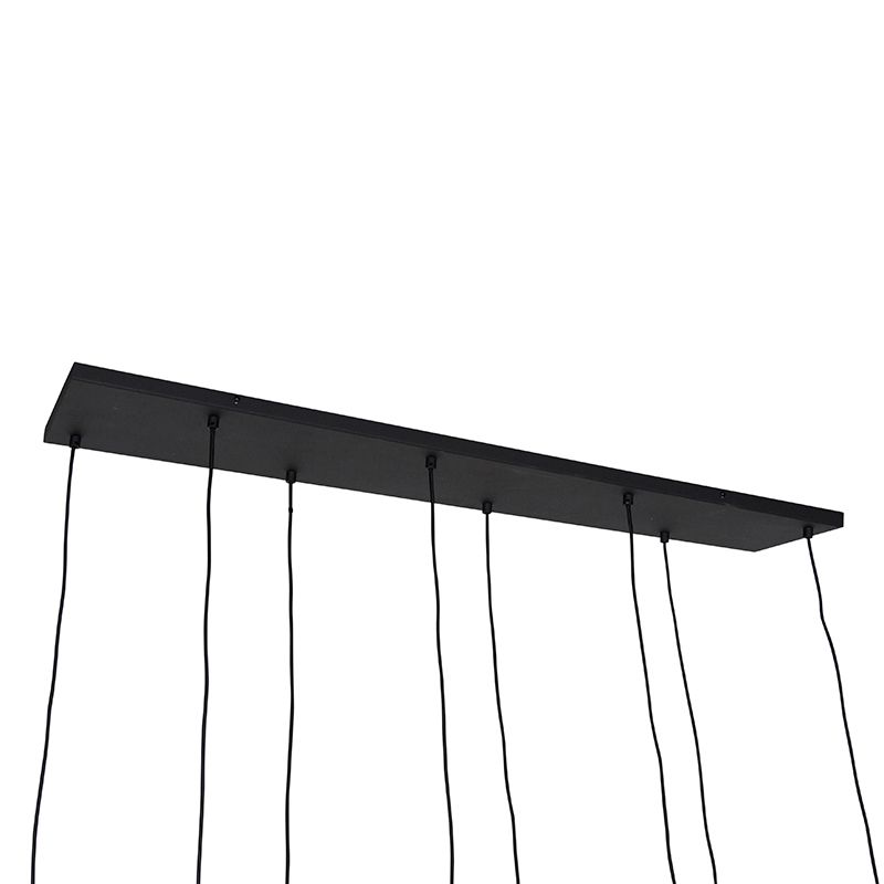Art deco hanglamp zwart met smoke glas 8-lichts - Hanne