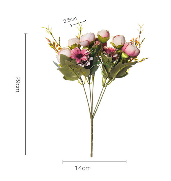 (29cm) Deko Kunstblumen Blumenstrauss - Rosa / Lila