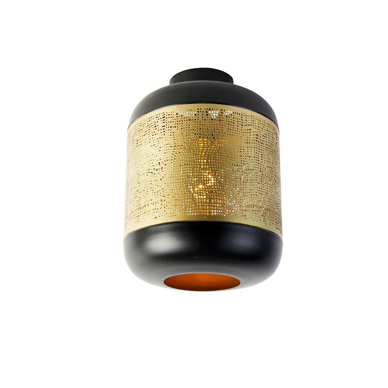 Vintage plafondlamp zwart met messing - Kayleigh