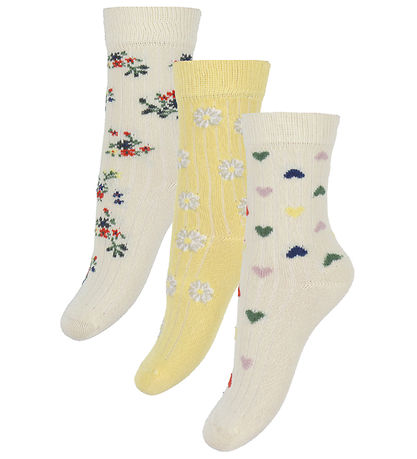 Minipop Socken - Rib - Bambus - 3er-Pack - Flower Mix