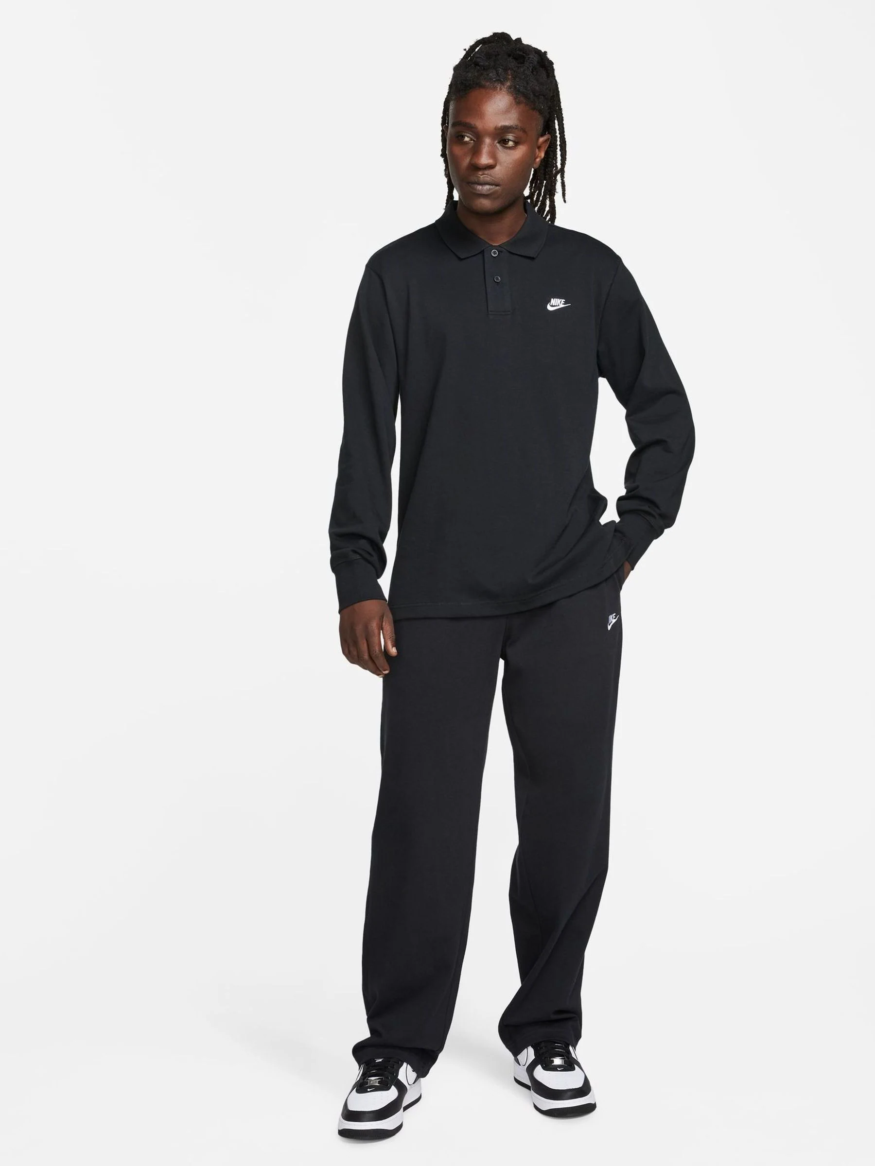 Zwart - Nike Sportkleding Club gebreide joggingbroek met open zoom van 100% katoen