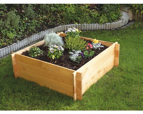 Klassieke verhoogde tuinbak, 100 x 100 x 33,5 cm, honingkleurig