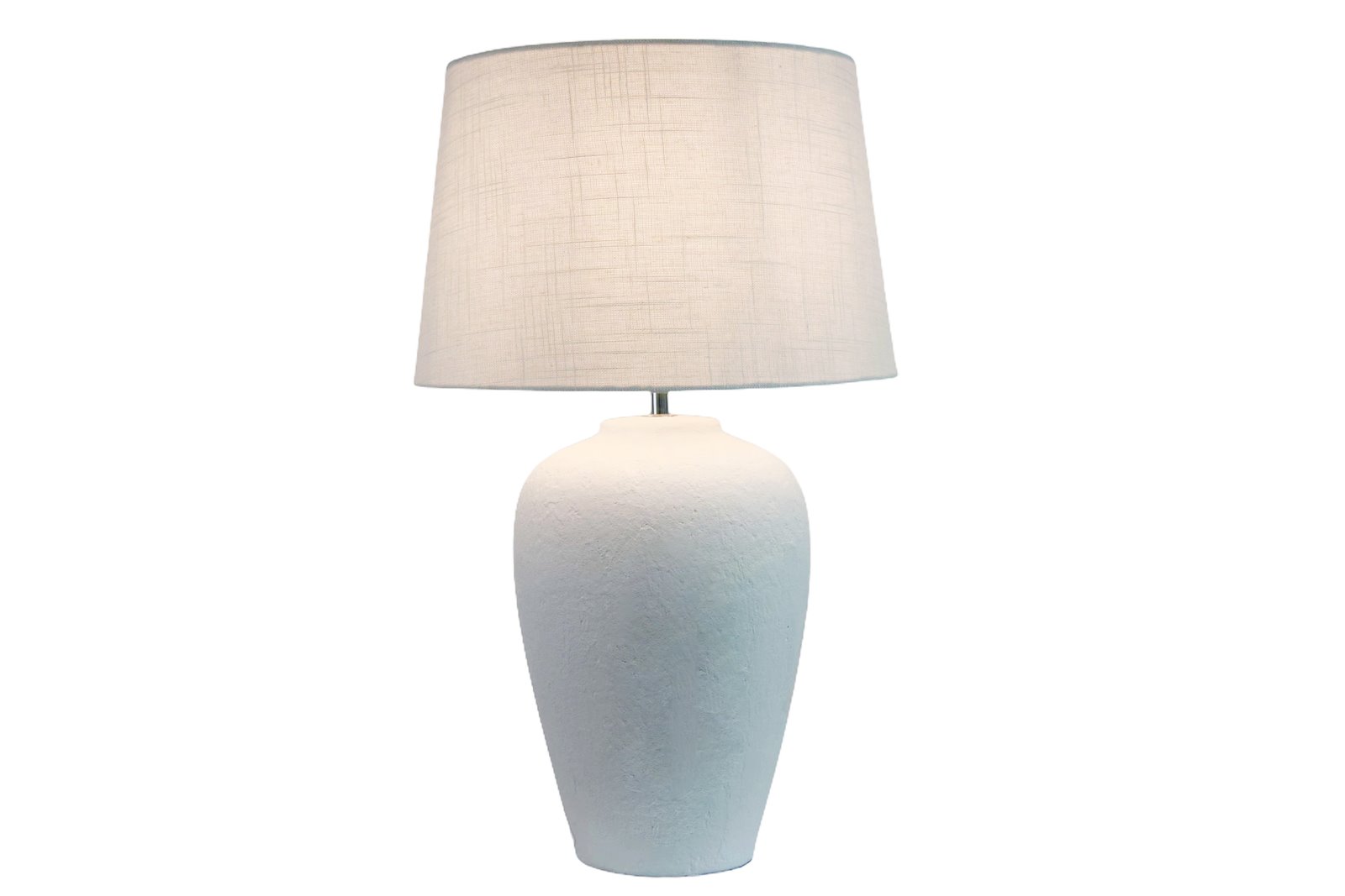 Struktur bordlampe Hvit keramikk med hvit skjerm. H58cm