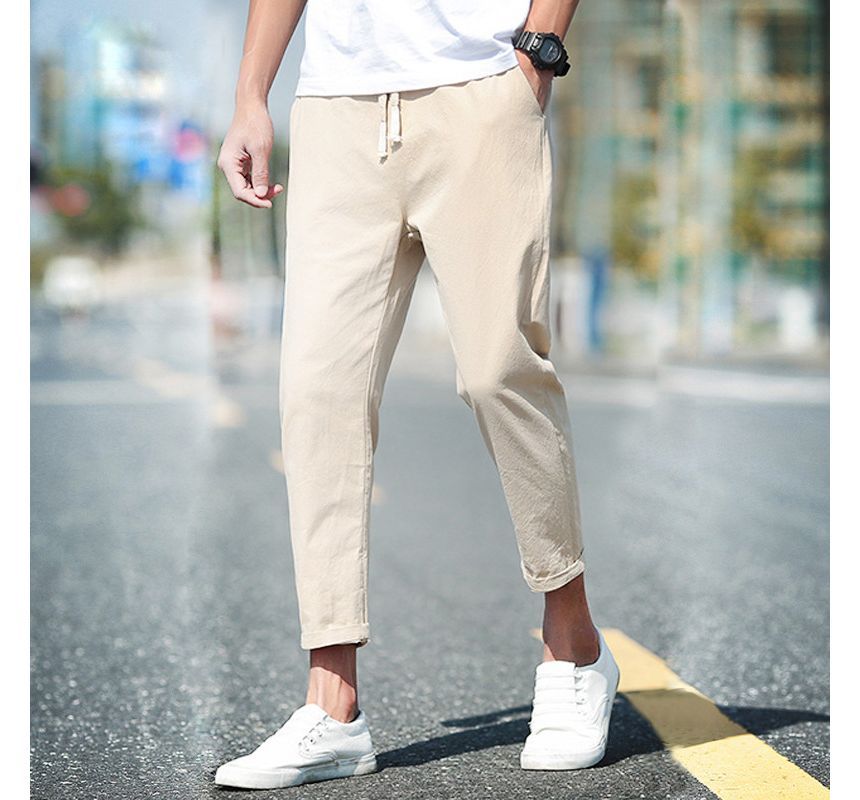 FORSETI - Cropped linnen broek met rechte pijpen