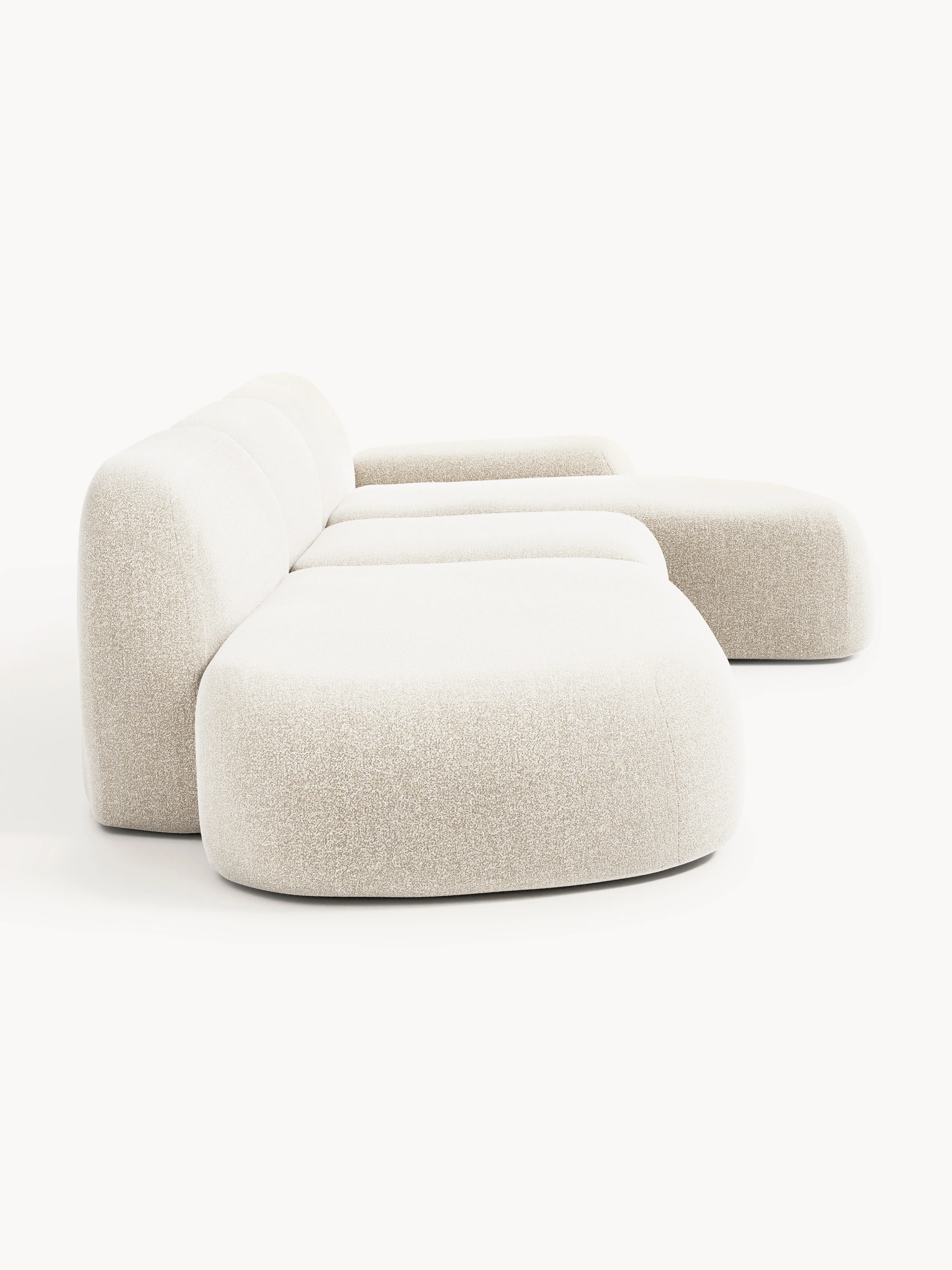 Modulaire bouclé hoekbank Wolke (4-zits) met chaise longue