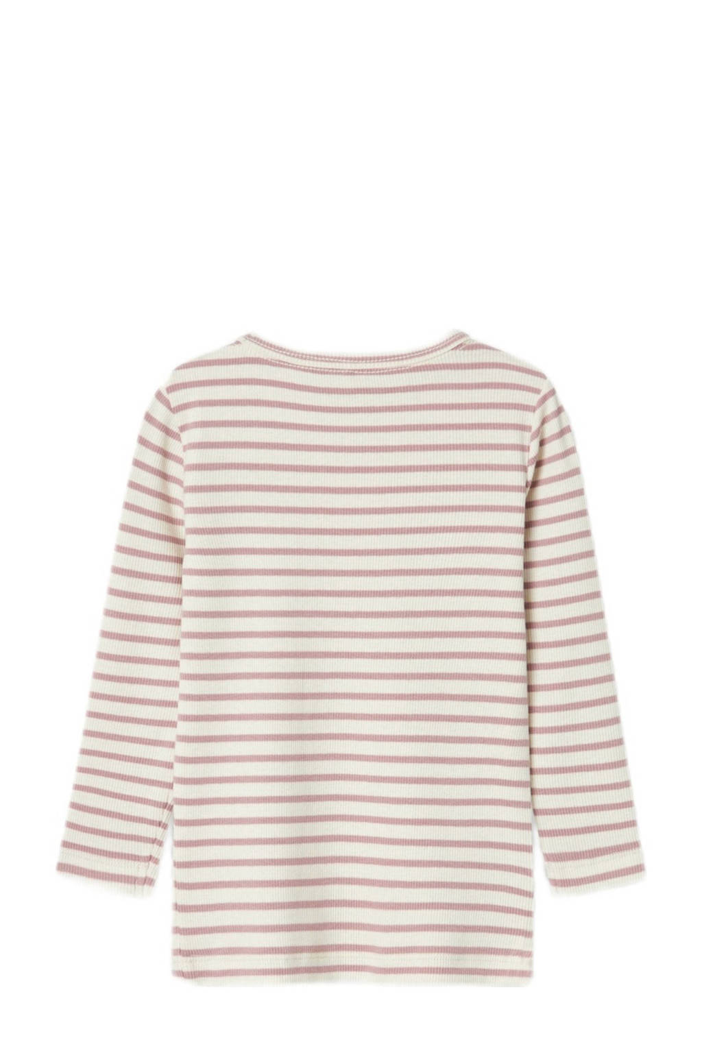 NAME IT gestreepte longsleeve NMNBANI ecru/lichtbruin