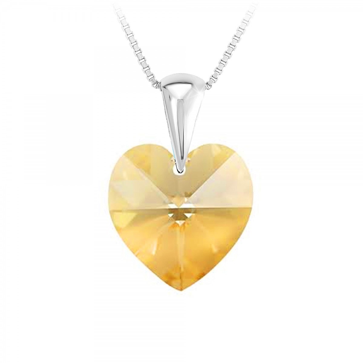 Collier coeur en Argent rhodié 925 SC Crystal orné de Cristaux scintillants