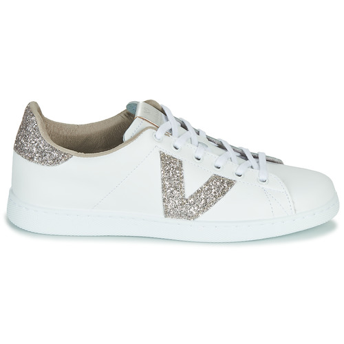 Victoria - TENIS PIEL GLITTER - Blanc / Rose