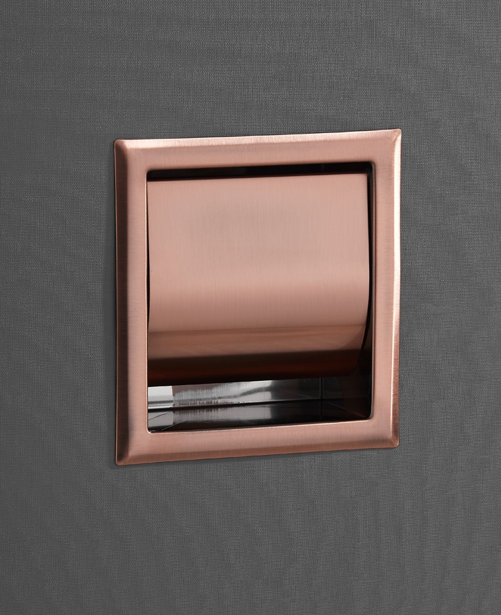 Saniclear Copper inbouw toiletrol houder met klep geborsteld koper