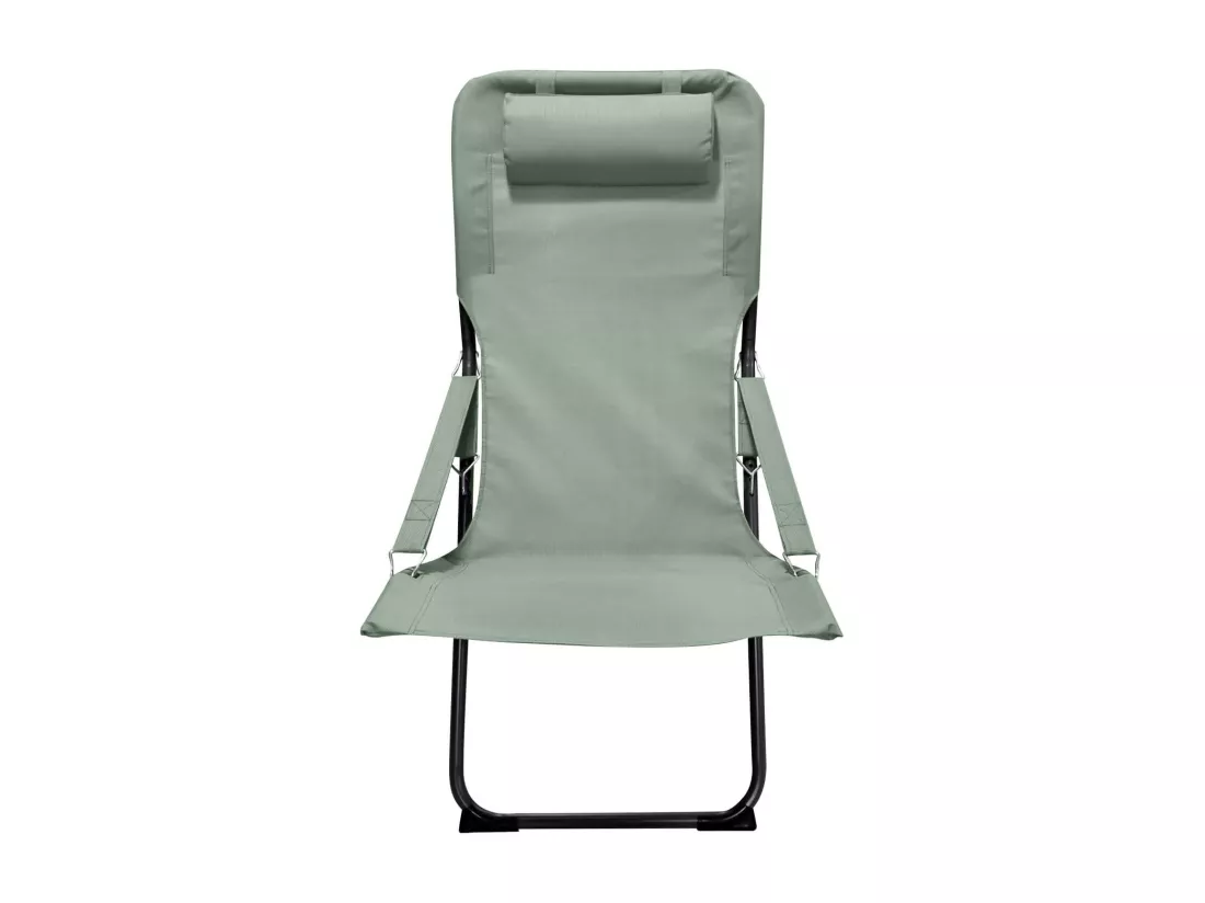 Chaise Longue Pliable Rebecca Mobili Sindian 88x63x83 Polyester Acier Vert Gris Foncé