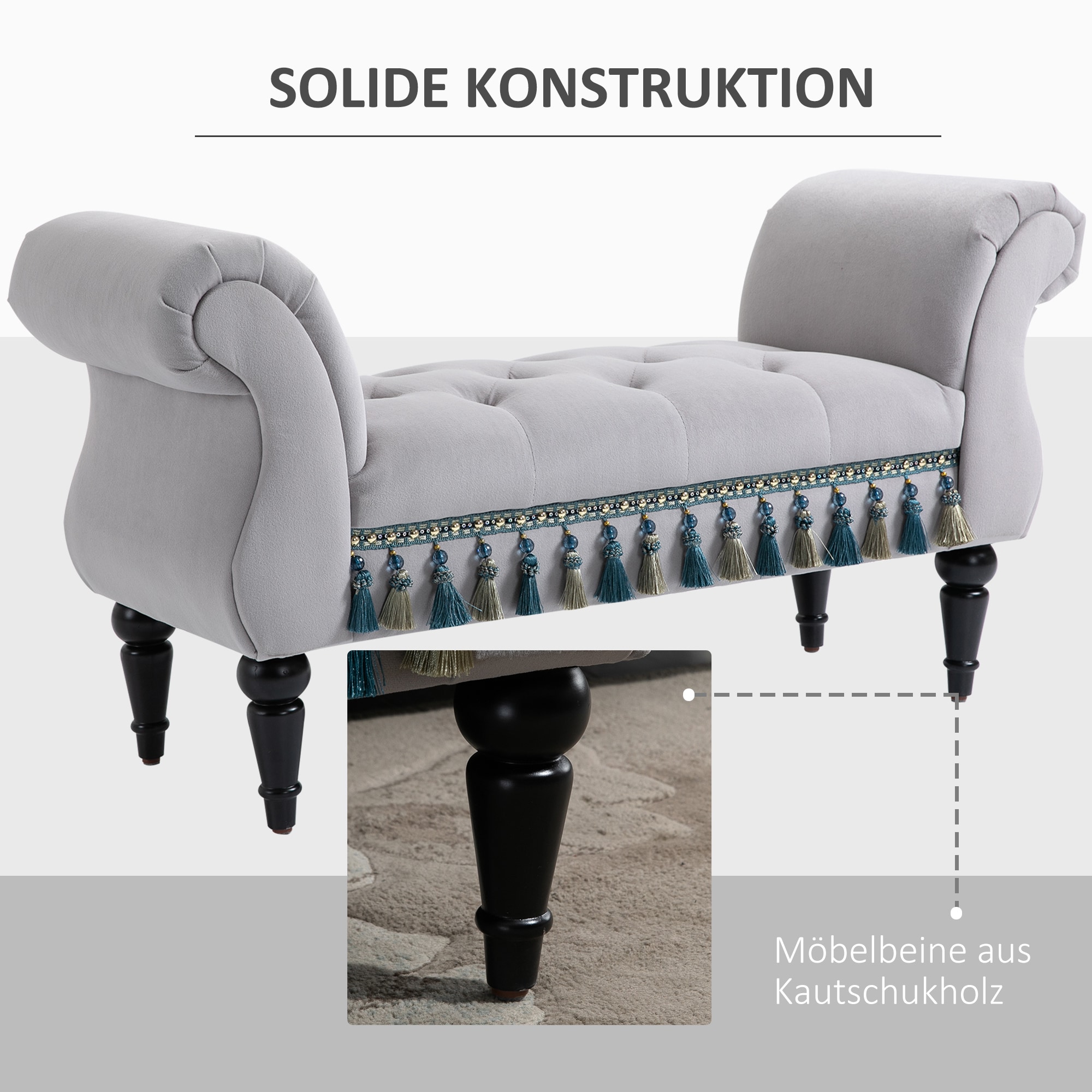 HOMCOM Polsterbank im edlen Design 117 x 40 x 58 cm (BxTxH)