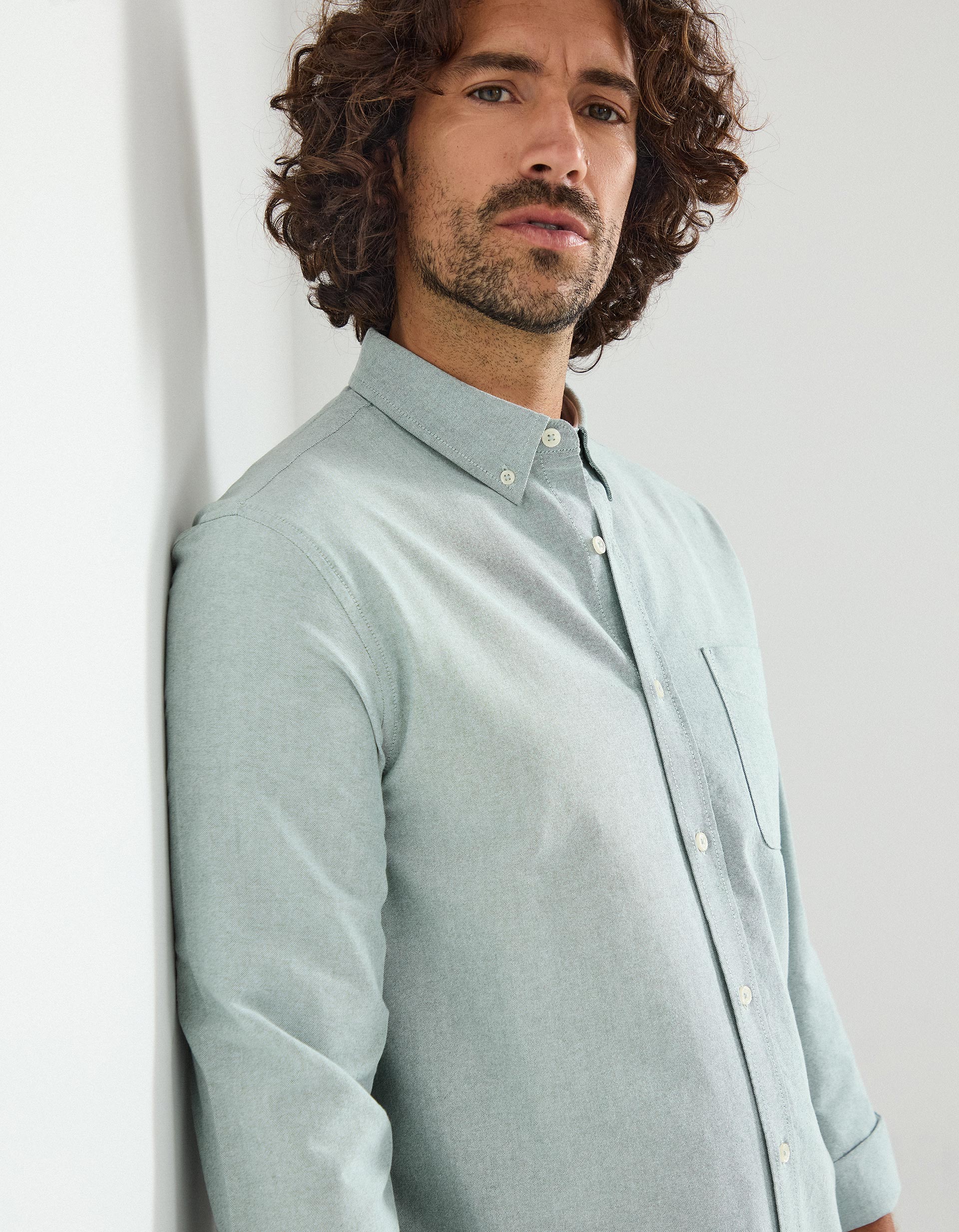Camisa de Manga Comprida Oxford, Homem, Verde