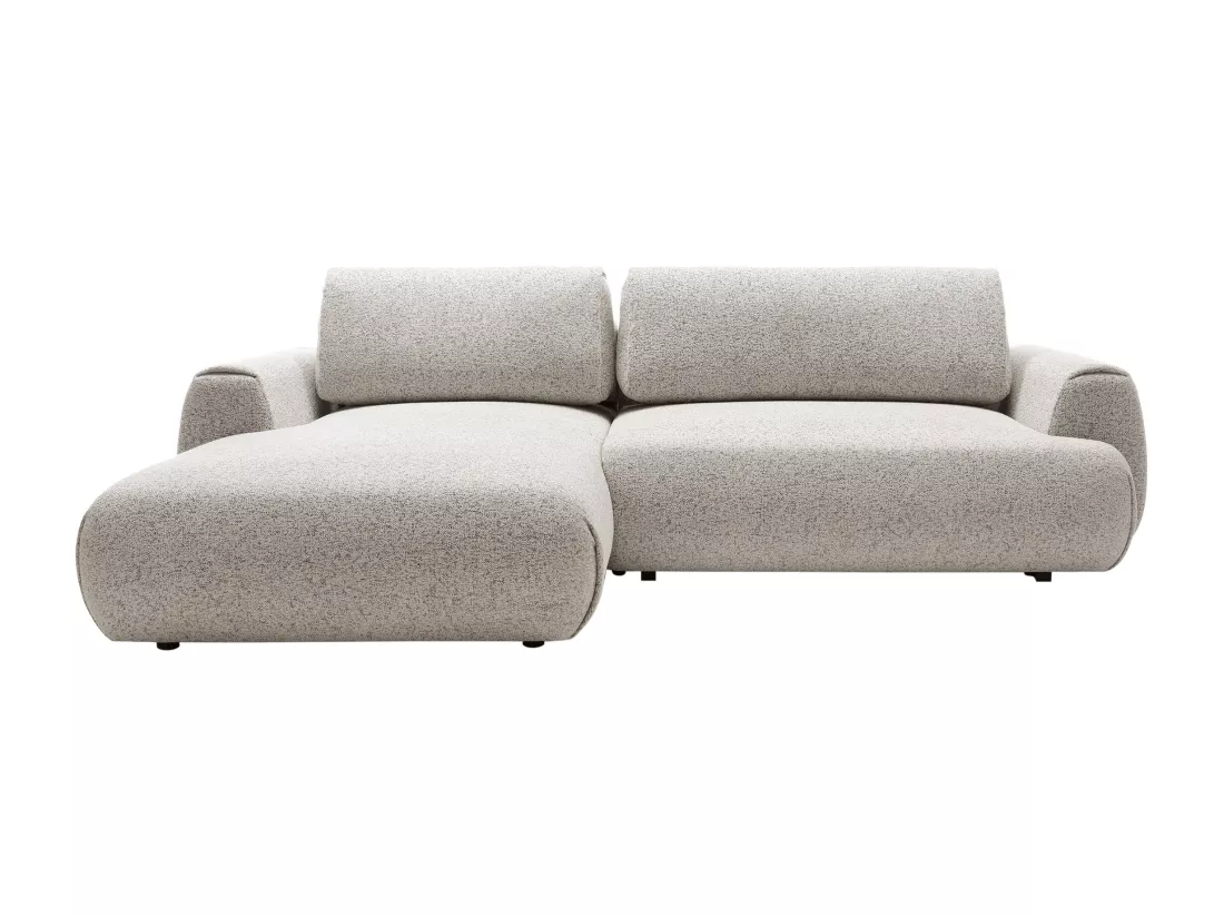 Canapé d'angle gauche convertible en tissu texturé gris clair MONELIA