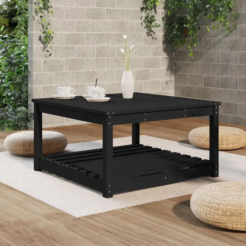 vidaXL - Tuintafel met opbergruimte - Zwart - Grenenhout - 82,5x82,5x45 cm