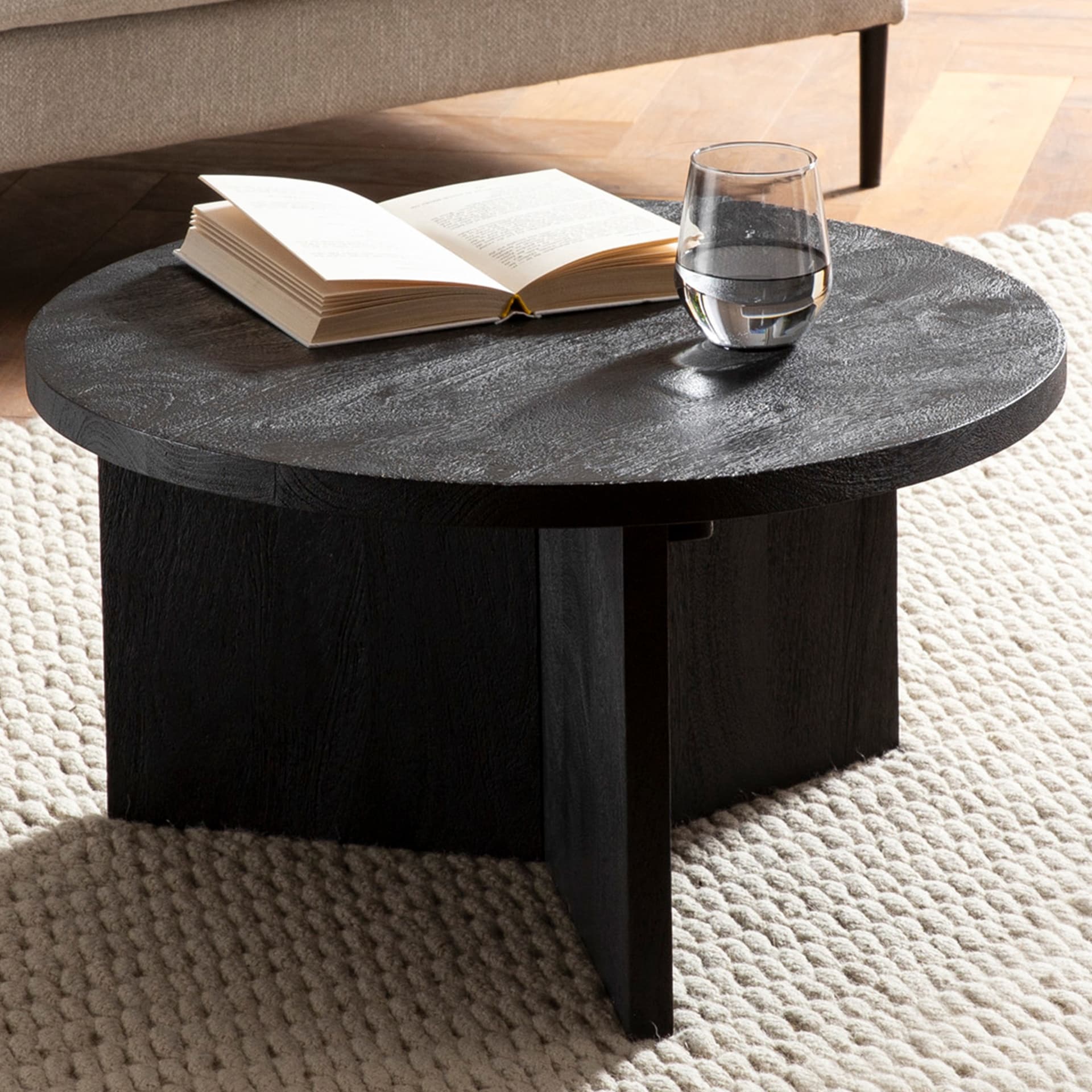 Couchtisch 60 cm Mango massiv Schwarz