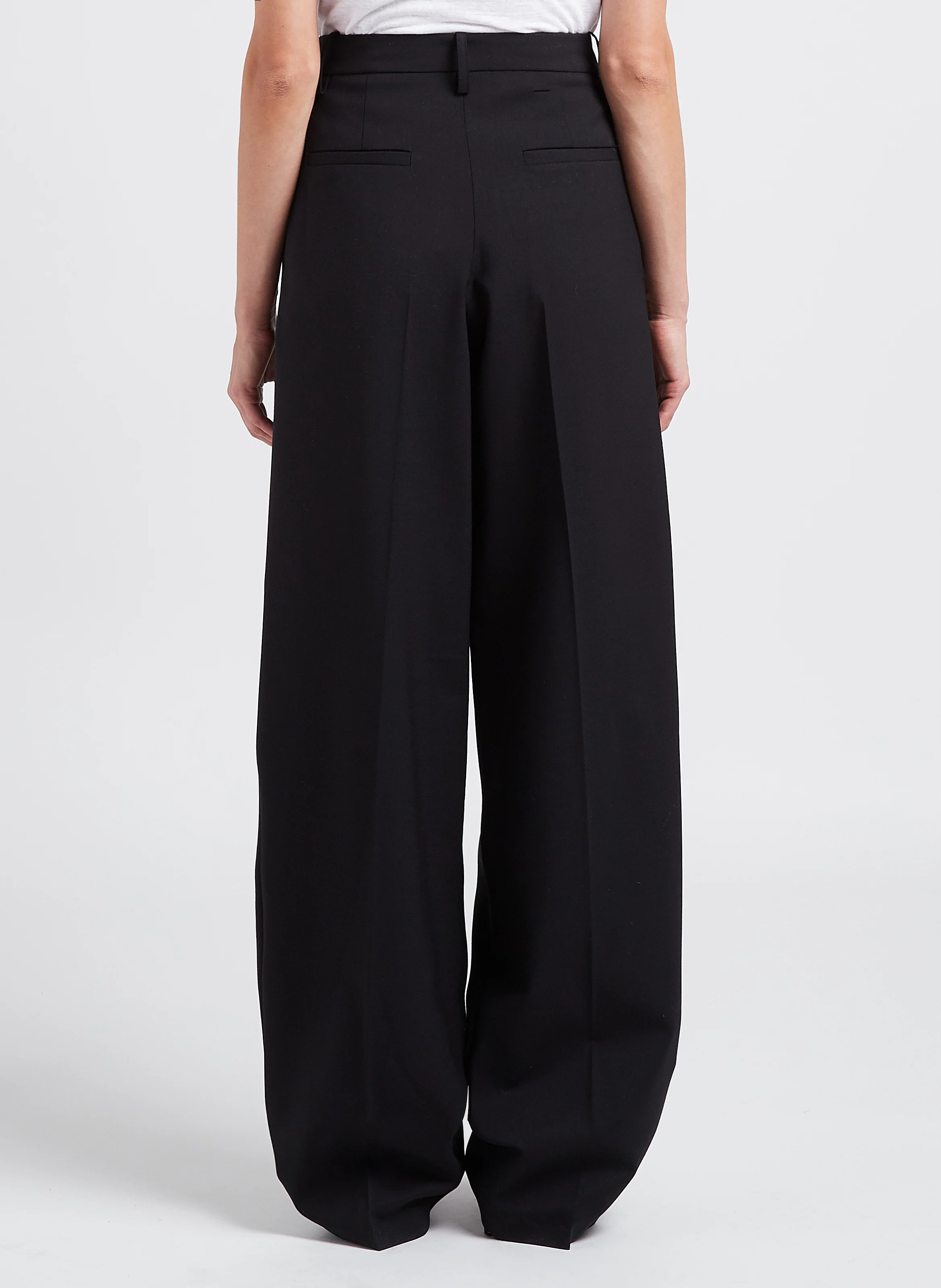 ISALINE - Pantalon à pinces en laine mélangée | Noir