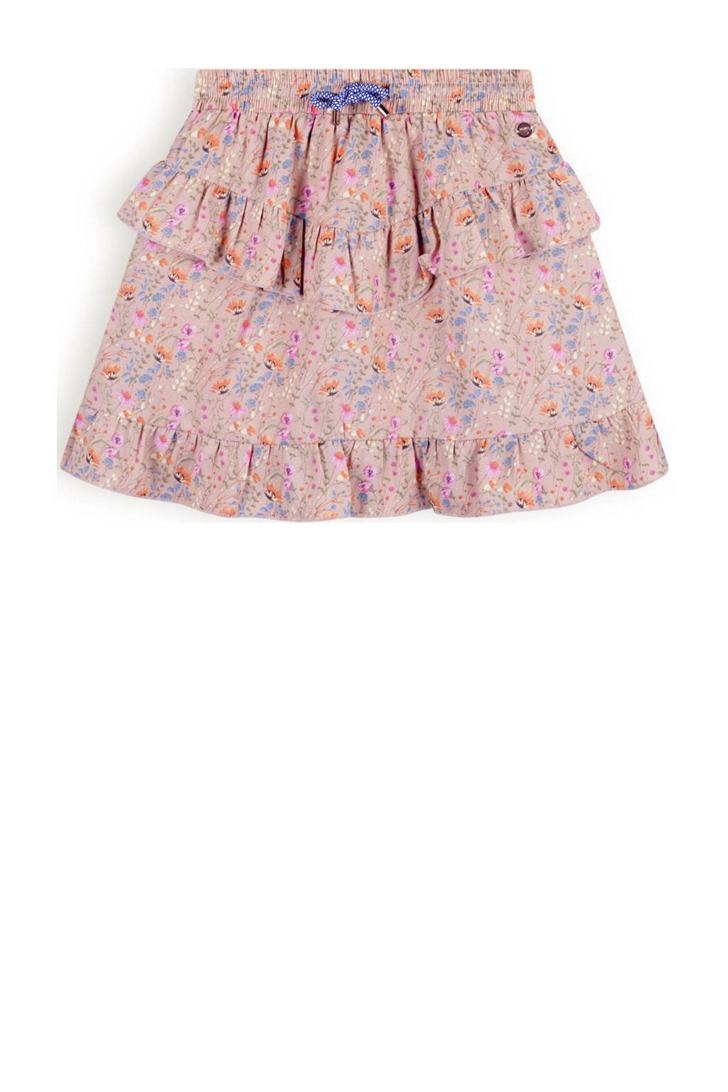 NONO gebloemde rok Neva roze/multicolor