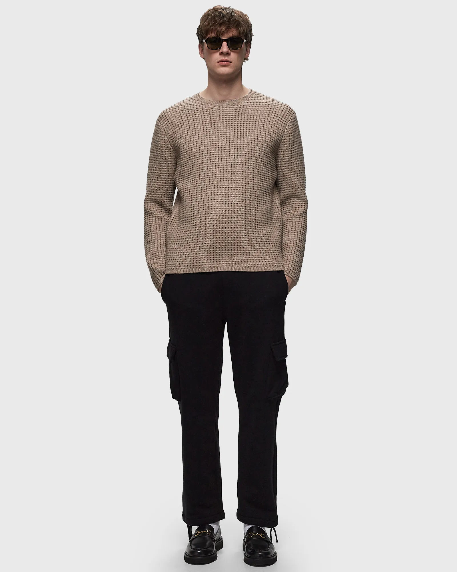 John Elliott WOOL WAFFLE KNIT CREW