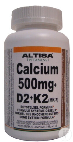 Altisa Calcium 500mg + Vitamine D2 + Vitamine K2 90 Comprimés