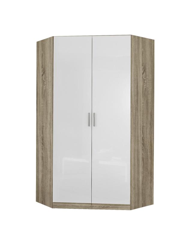 Eckkleiderschrank - Sonoma Eiche-weiß - 117 cm