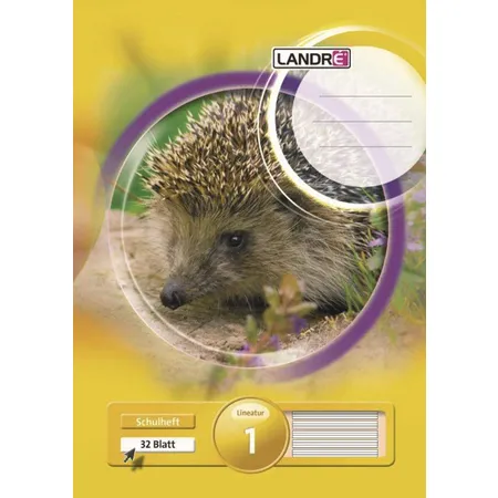 Landré Schulheft Tiermotiv A4, liniert, Liniatur 1, 32 Blatt