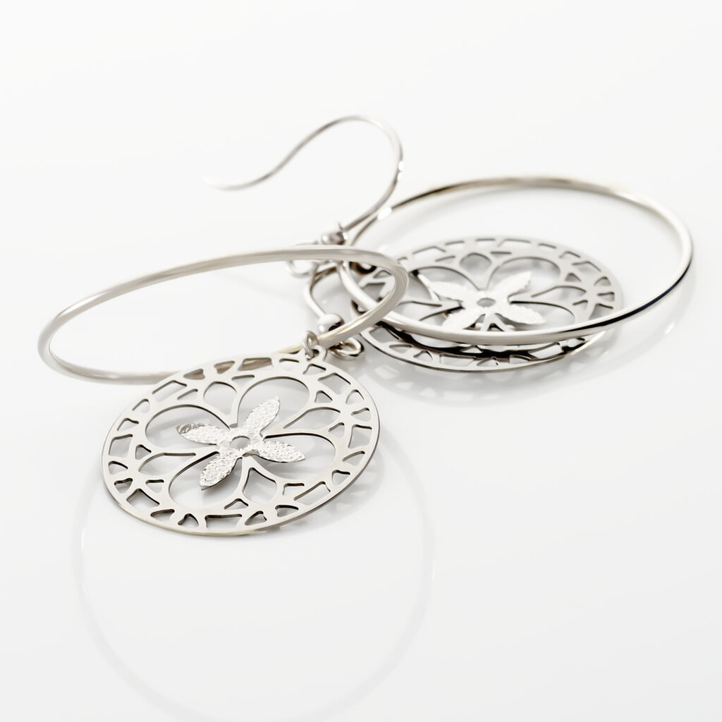 Boucles D'oreilles Puces Trefle Or Blanc