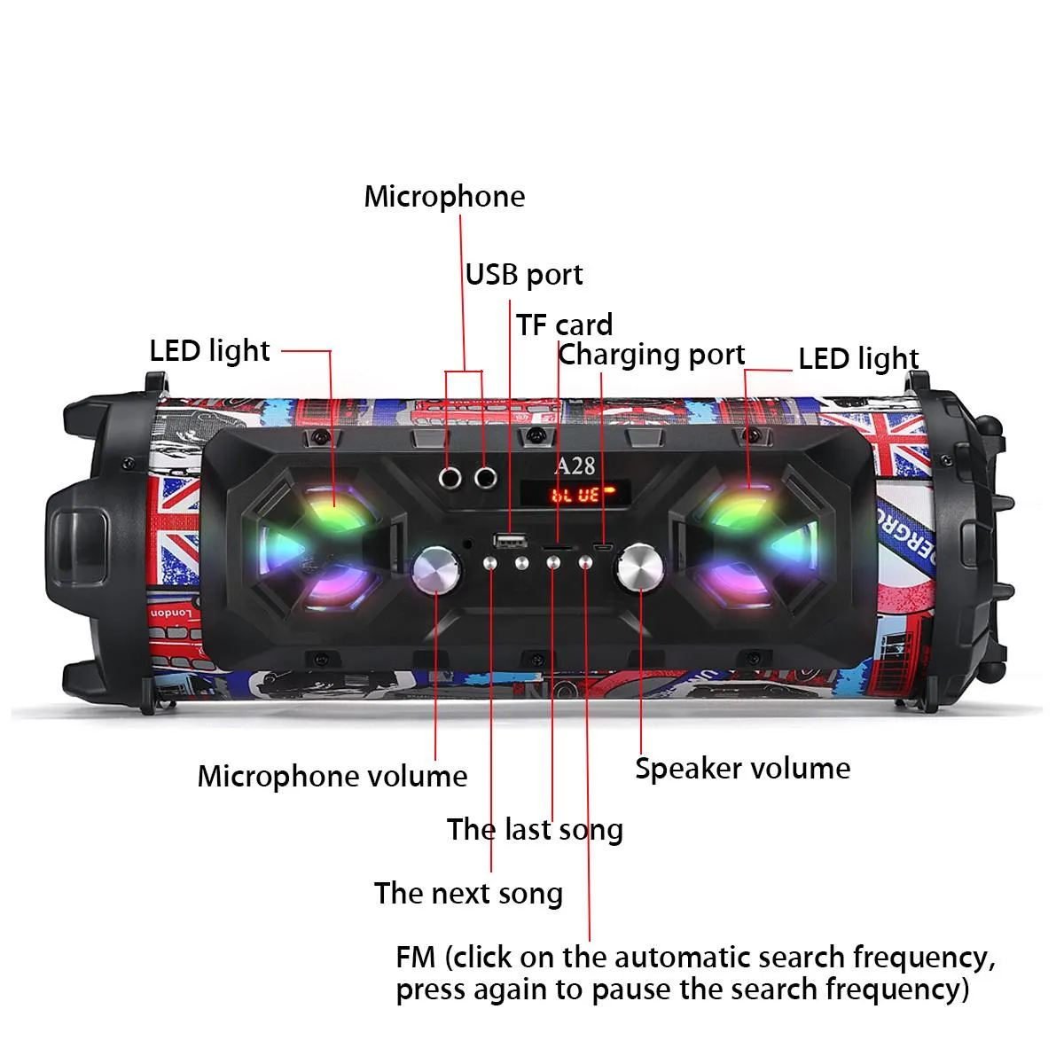 Universal Haut-parleur Bluetooth camping - Noir