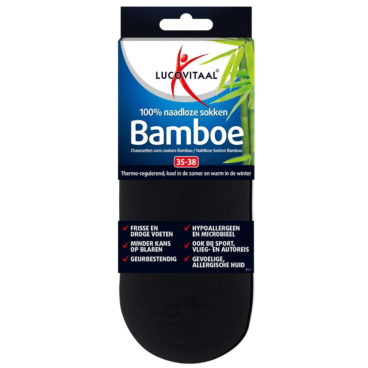 Bamboe Enkelsok Zwart 3 paar