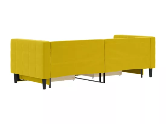 Lit de jour avec gigogne et tiroirs jaune 80x200 cm velours