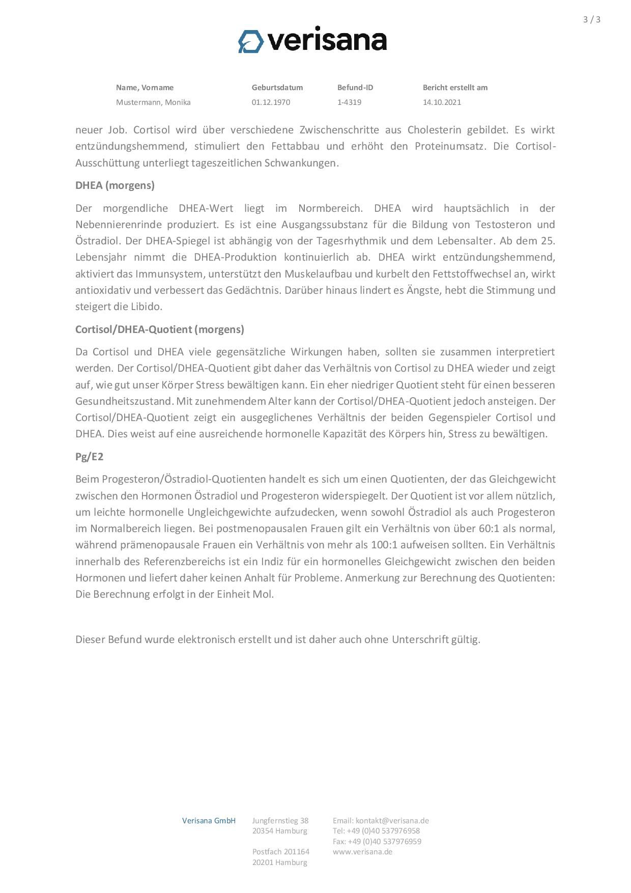 Verisana Hormonprofil Frau