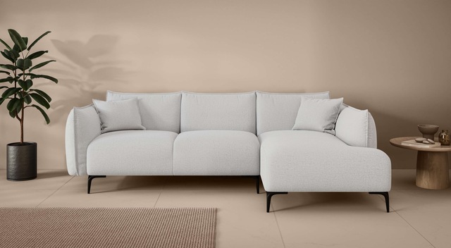 LeGer Home by Lena Gercke Ecksofa »Adelita mit Ottomane links oder rechts bestellbar, B/H/T 270/97/168« L-Form mit Wellenunterfederung, enthält 2 Zierkissen